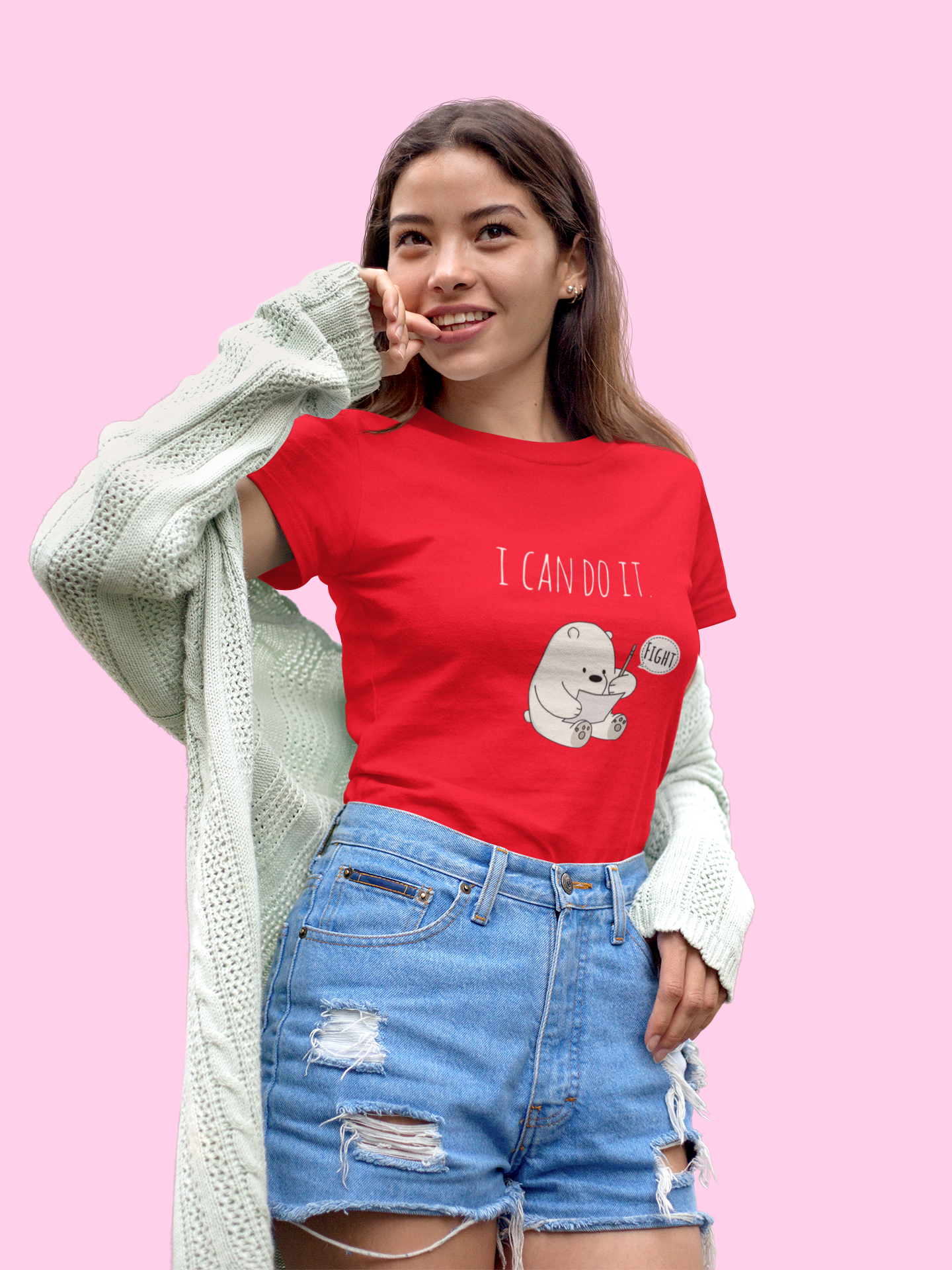 "I Can Do It" Motivational Dino Black T-Shirt
