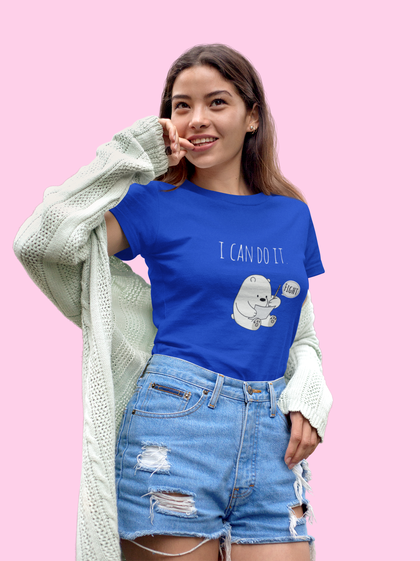 "I Can Do It" Motivational Dino Black T-Shirt