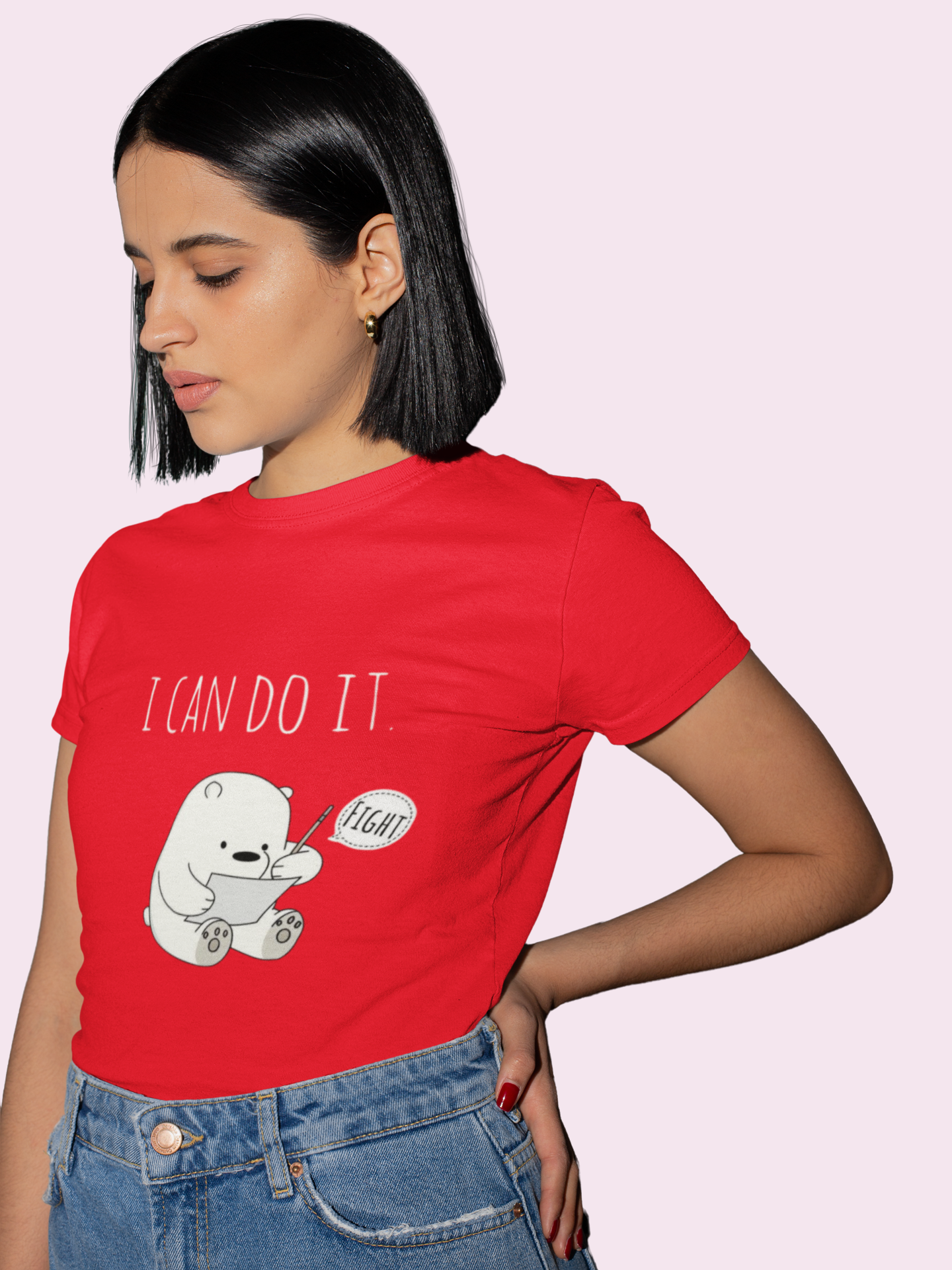 "I Can Do It" Motivational Dino Black T-Shirt