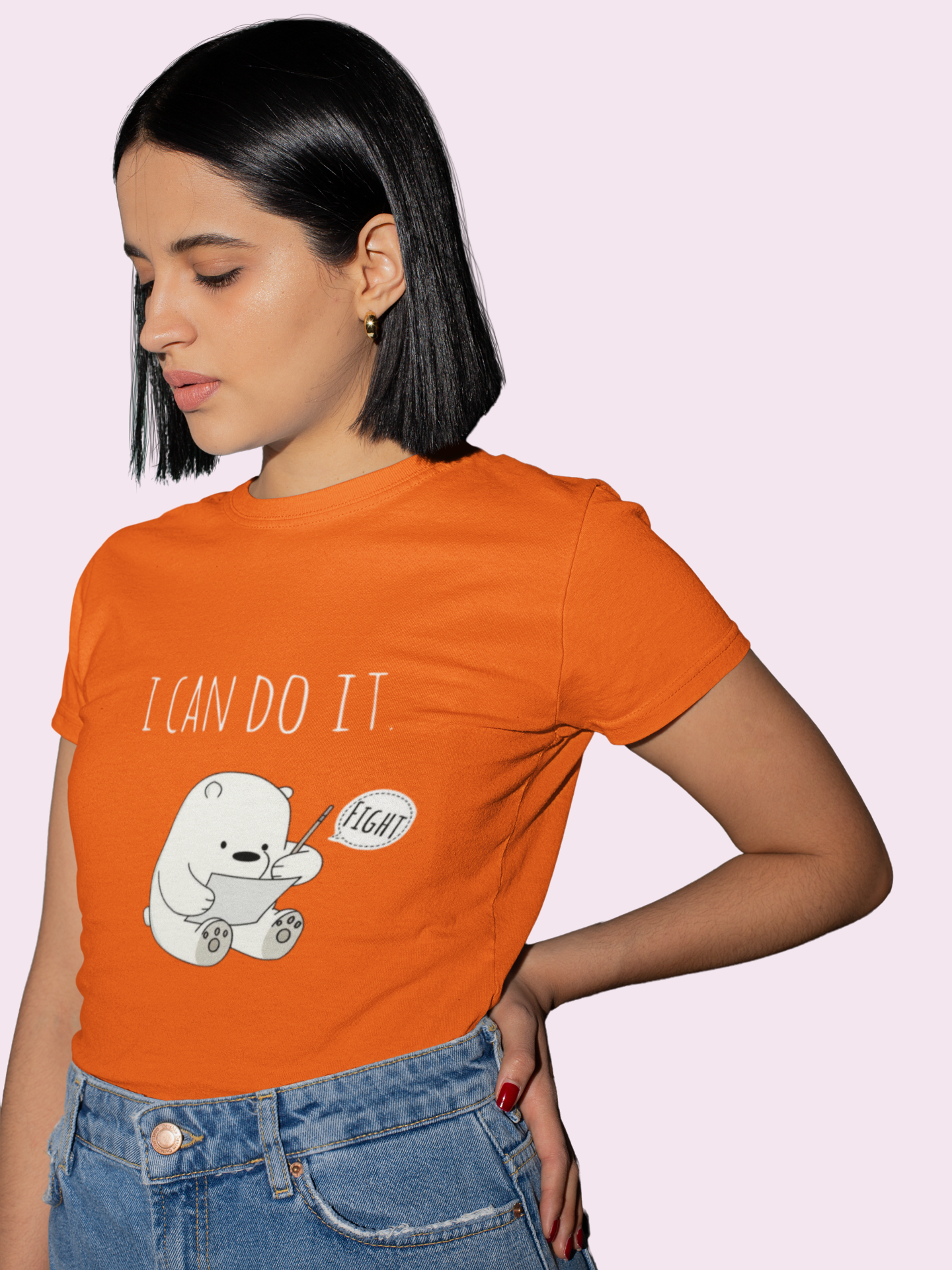 "I Can Do It" Motivational Dino Black T-Shirt