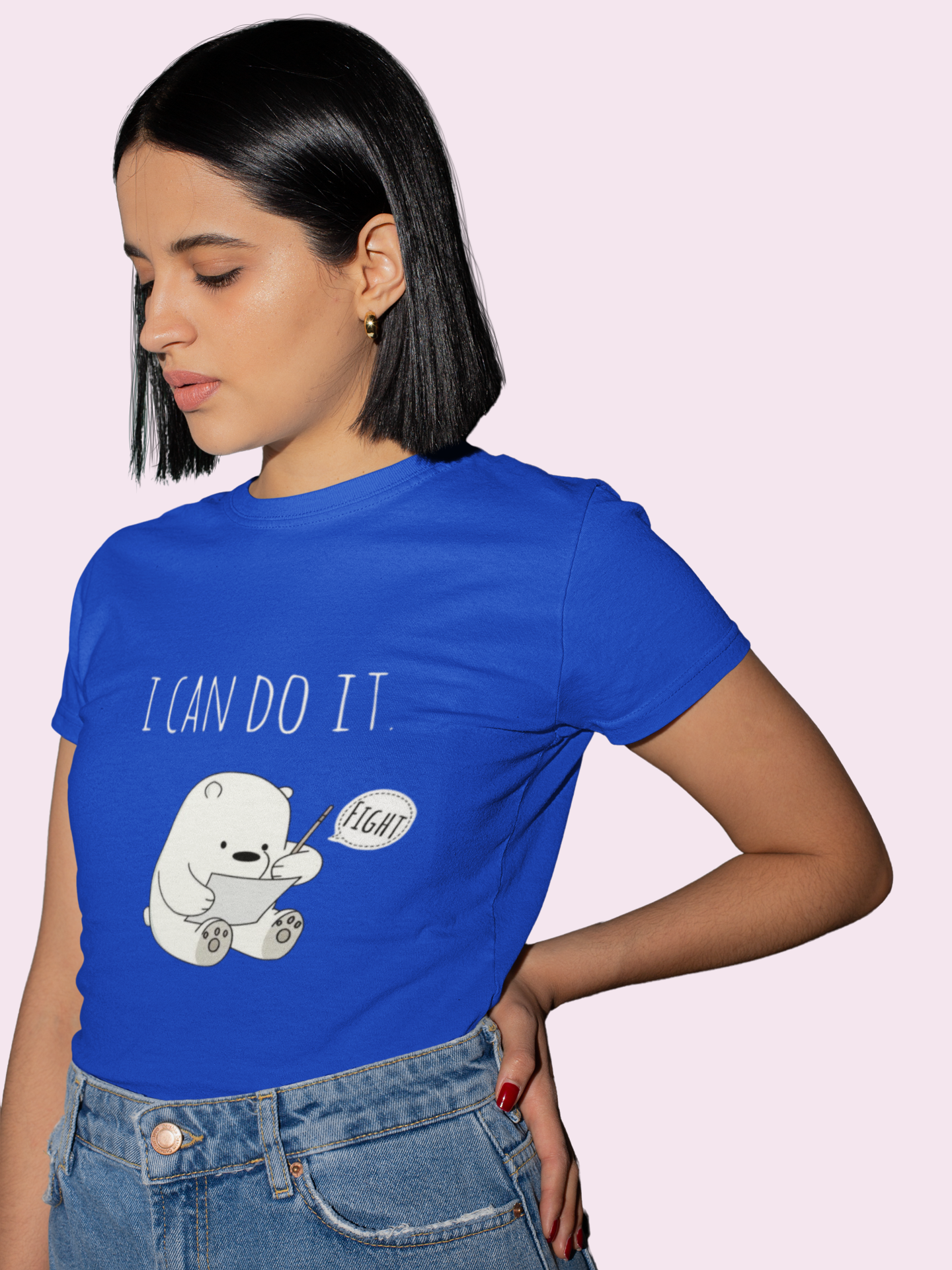 "I Can Do It" Motivational Dino Black T-Shirt
