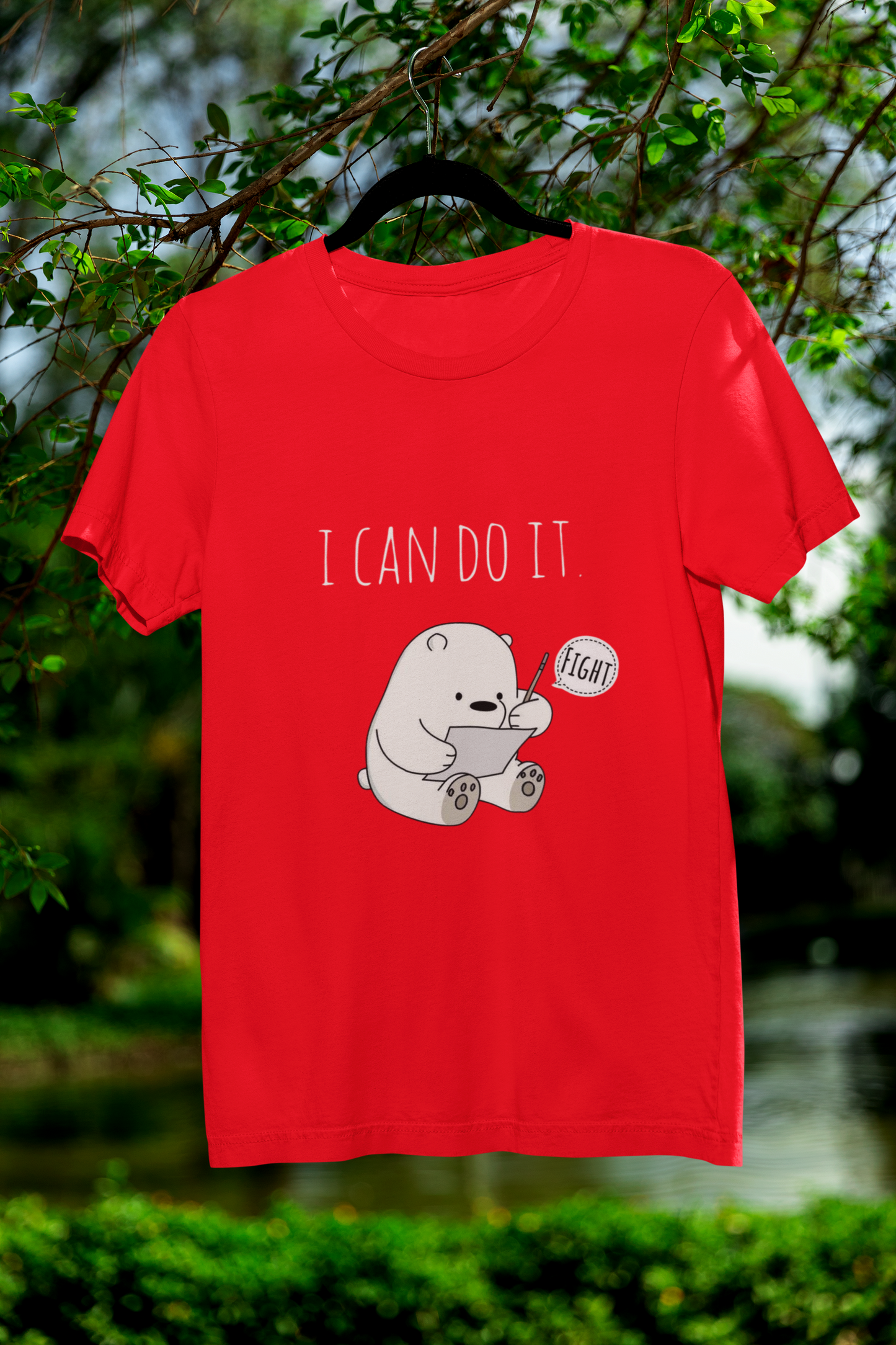 "I Can Do It" Motivational Dino Black T-Shirt