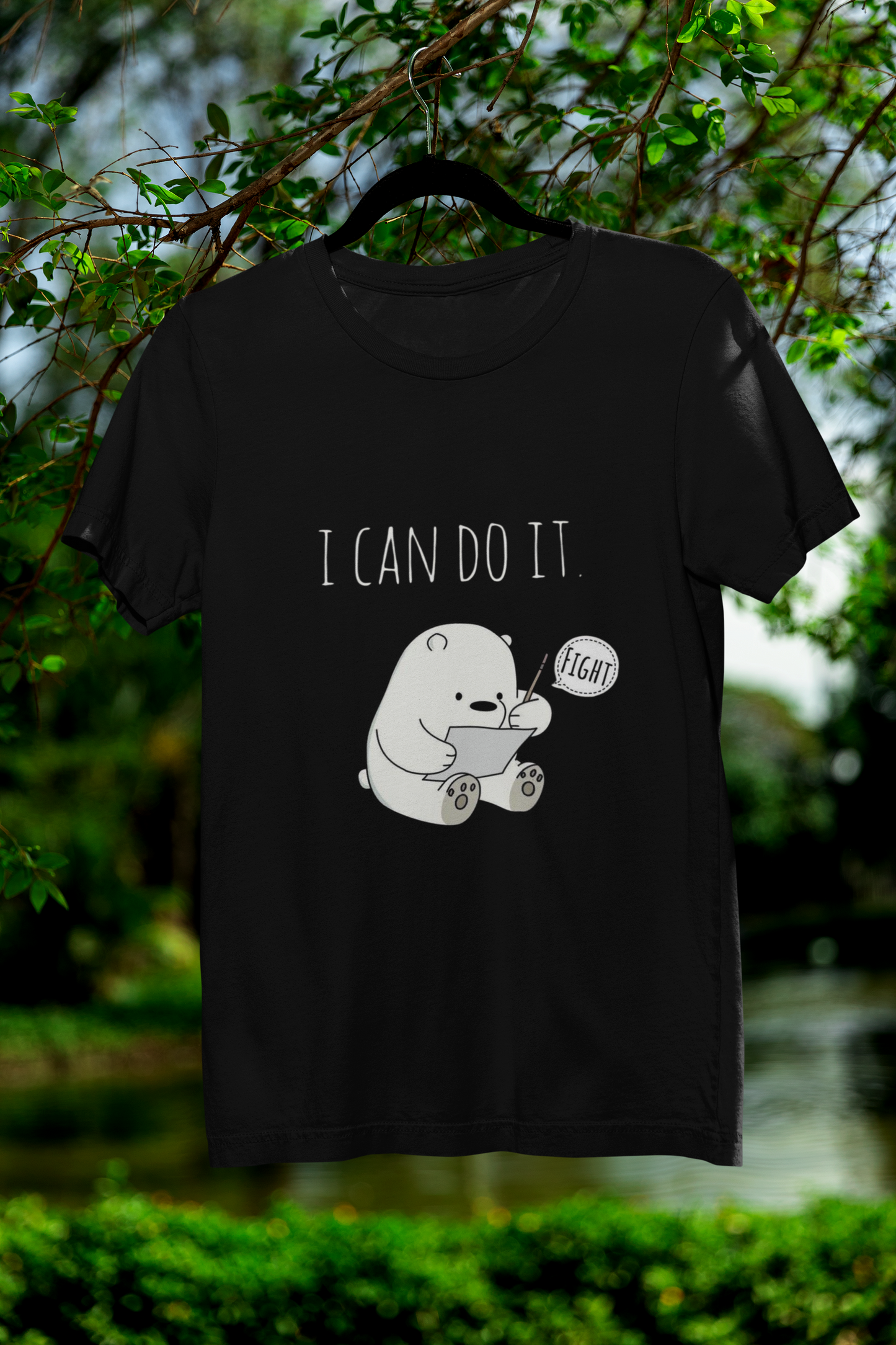 "I Can Do It" Motivational Dino Black T-Shirt