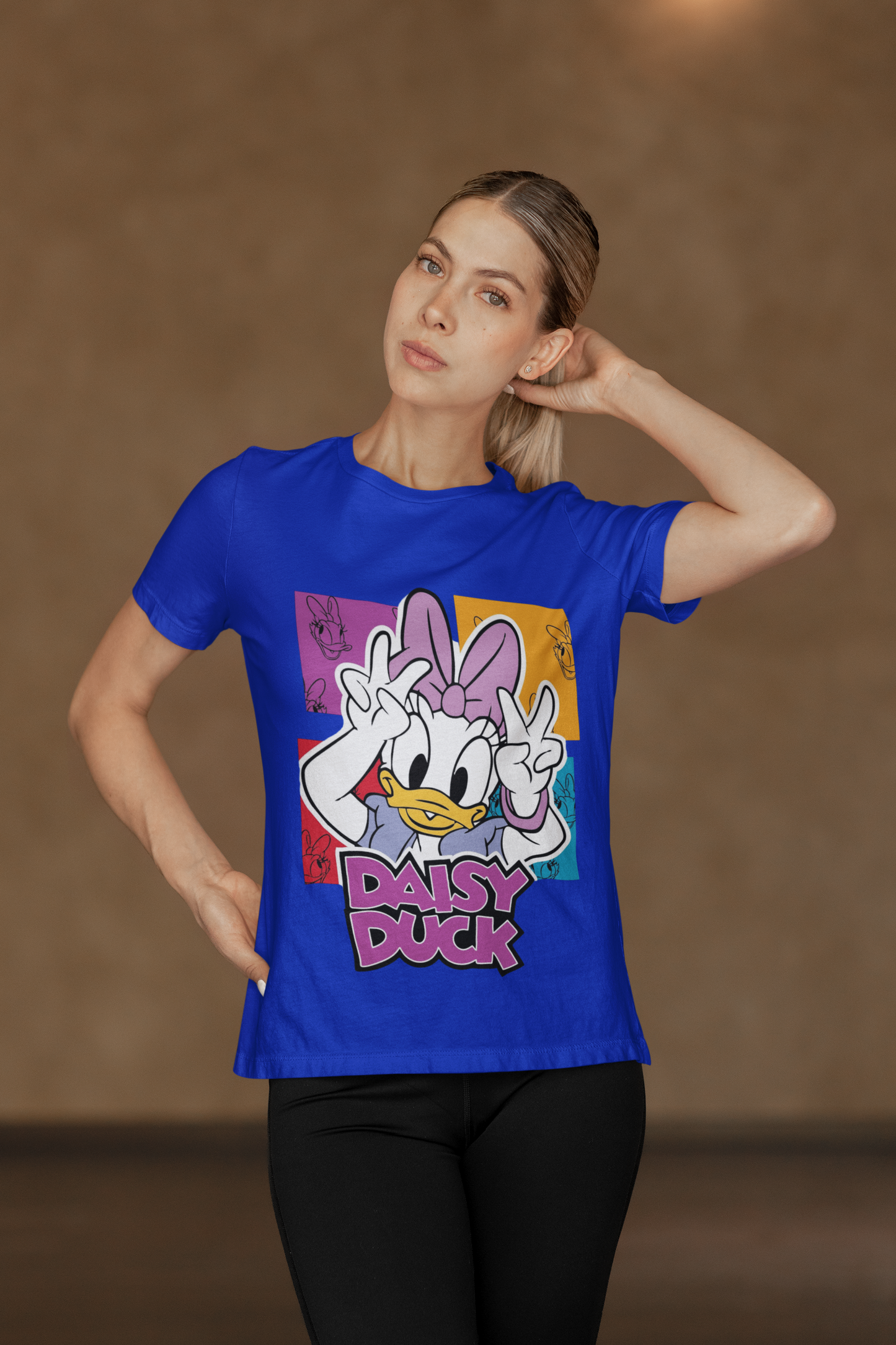 Daisy Duck Pop Art Black T-Shirt