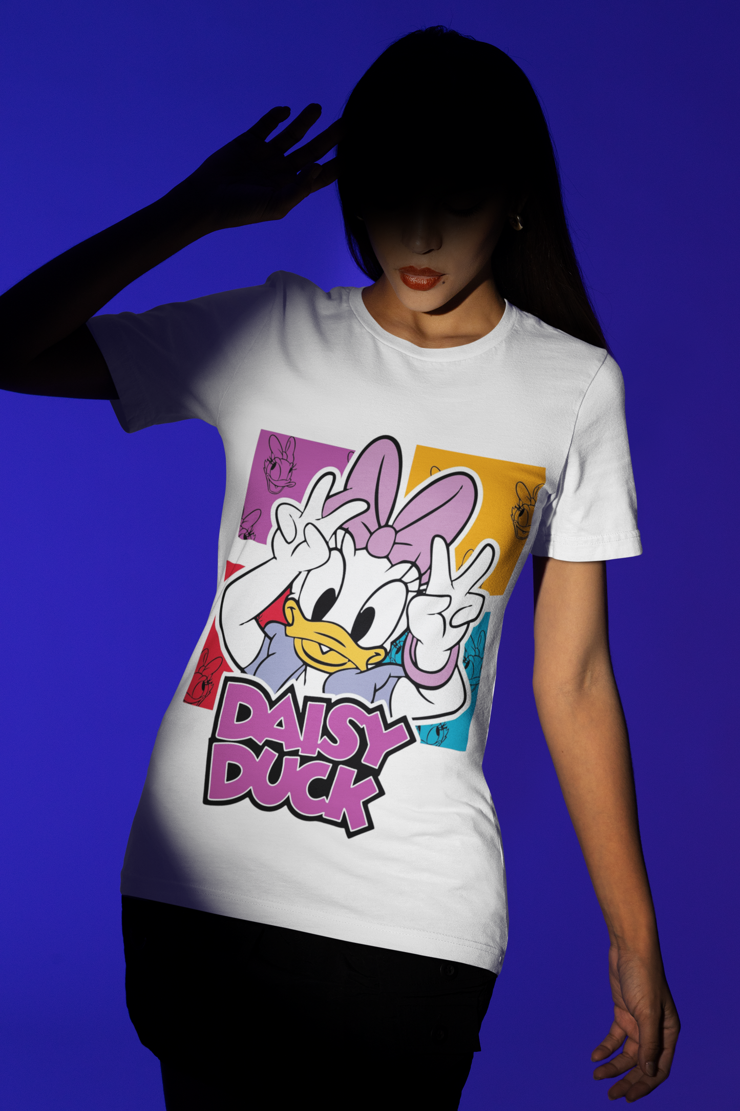 Daisy Duck Pop Art Black T-Shirt