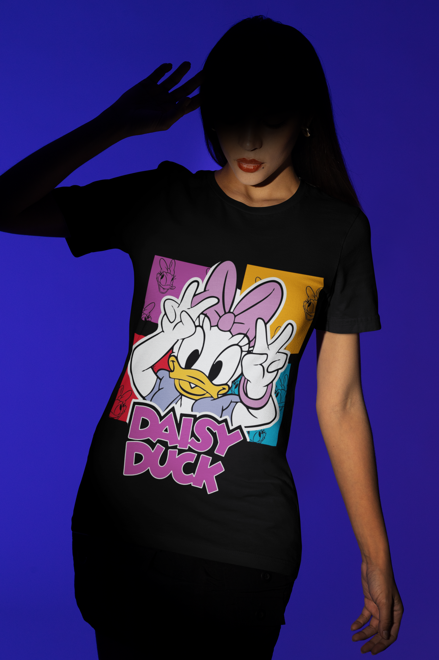 Daisy Duck Pop Art Black T-Shirt