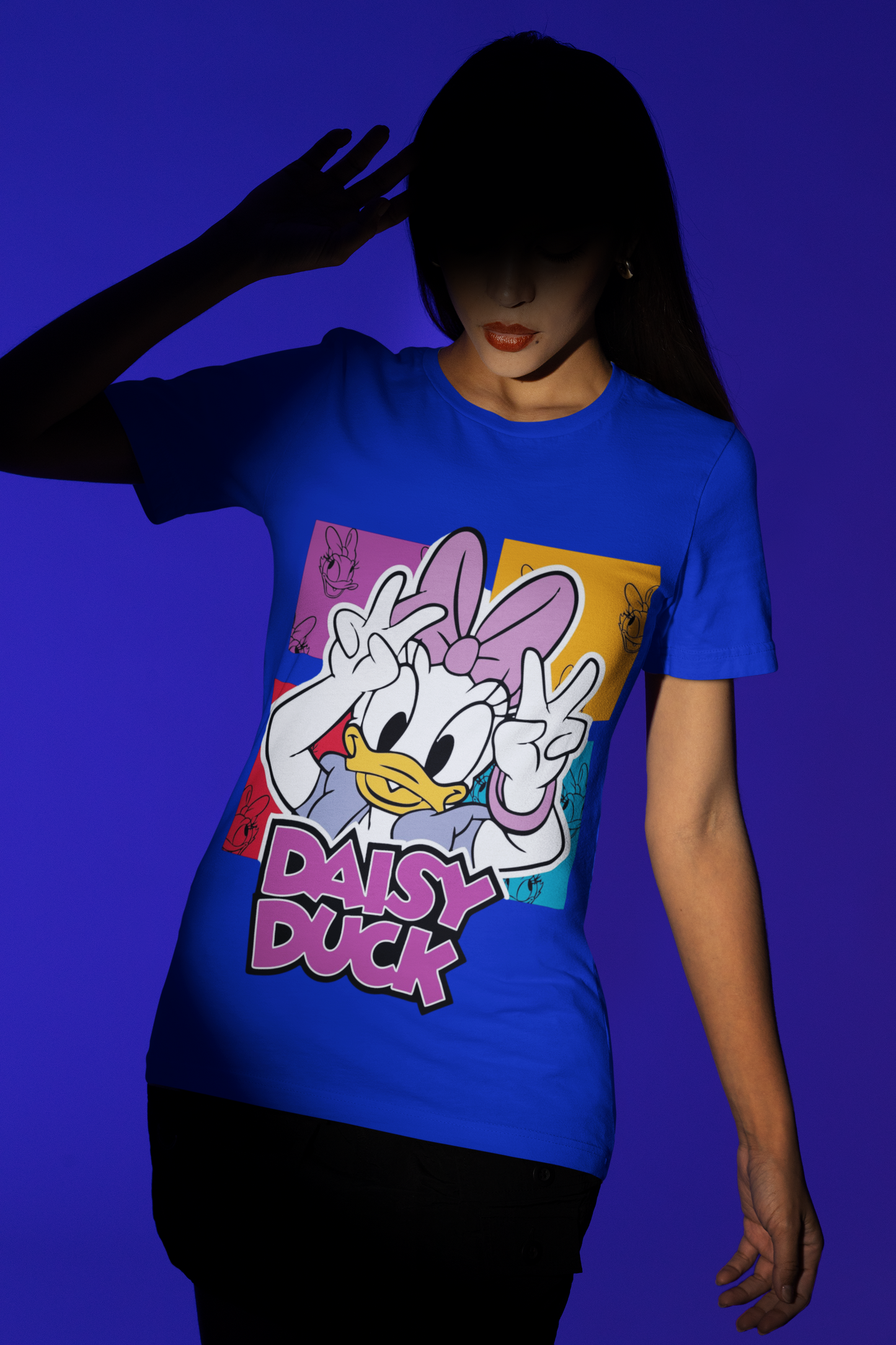 Daisy Duck Pop Art Black T-Shirt