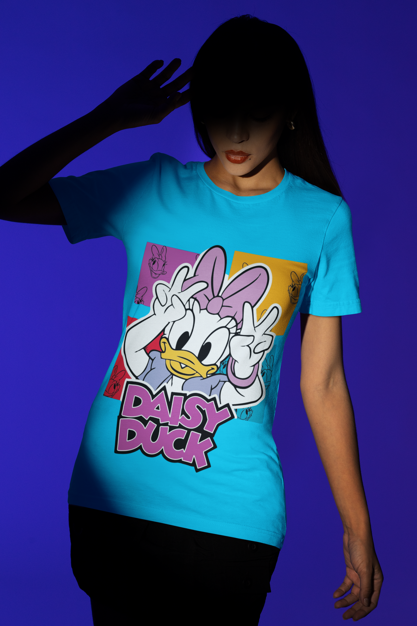 Daisy Duck Pop Art Black T-Shirt