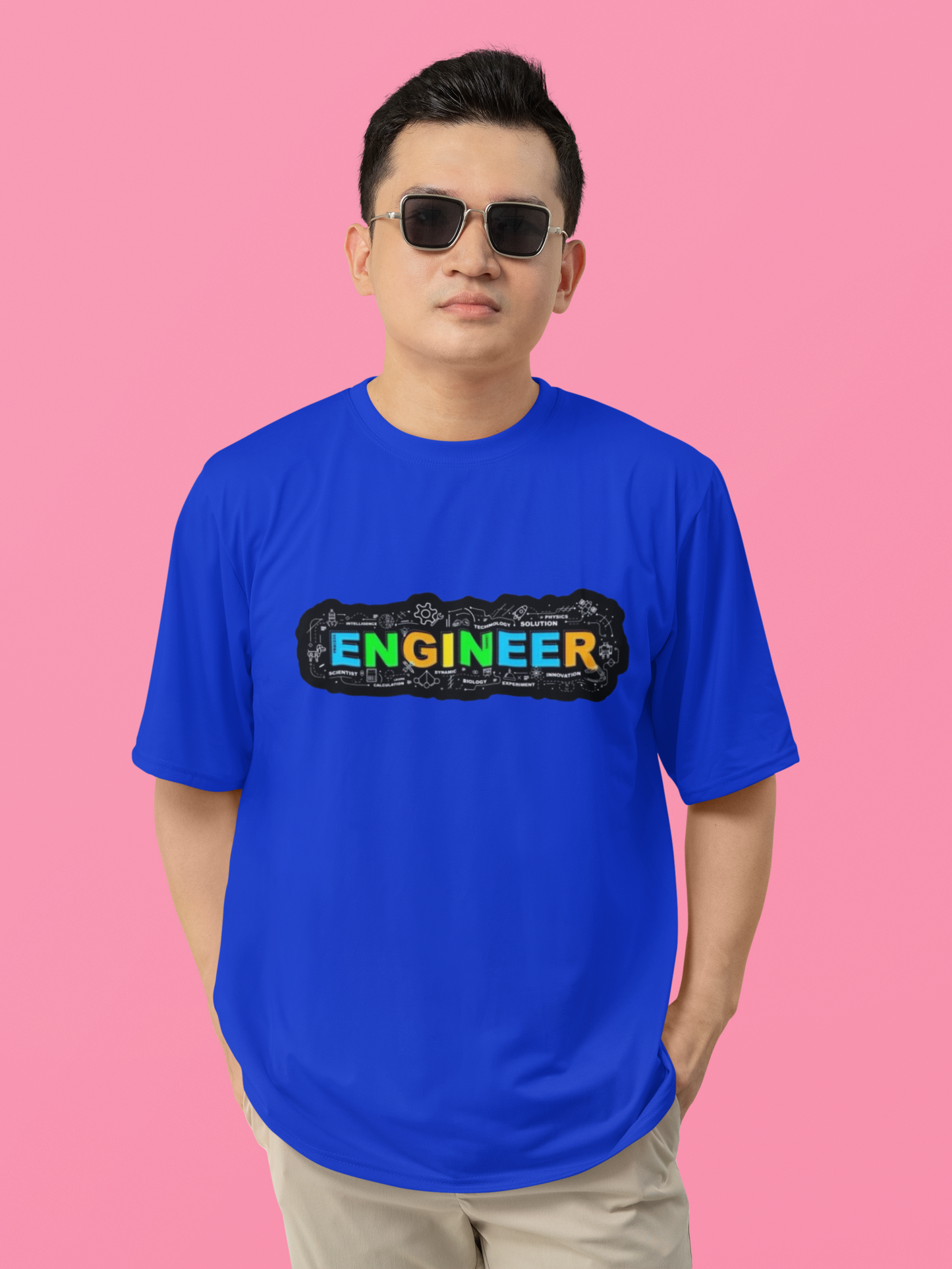 Men's Neon Yellow “ENGINEER” Graphic T-Shirt – Tech-Inspired Casual Wear