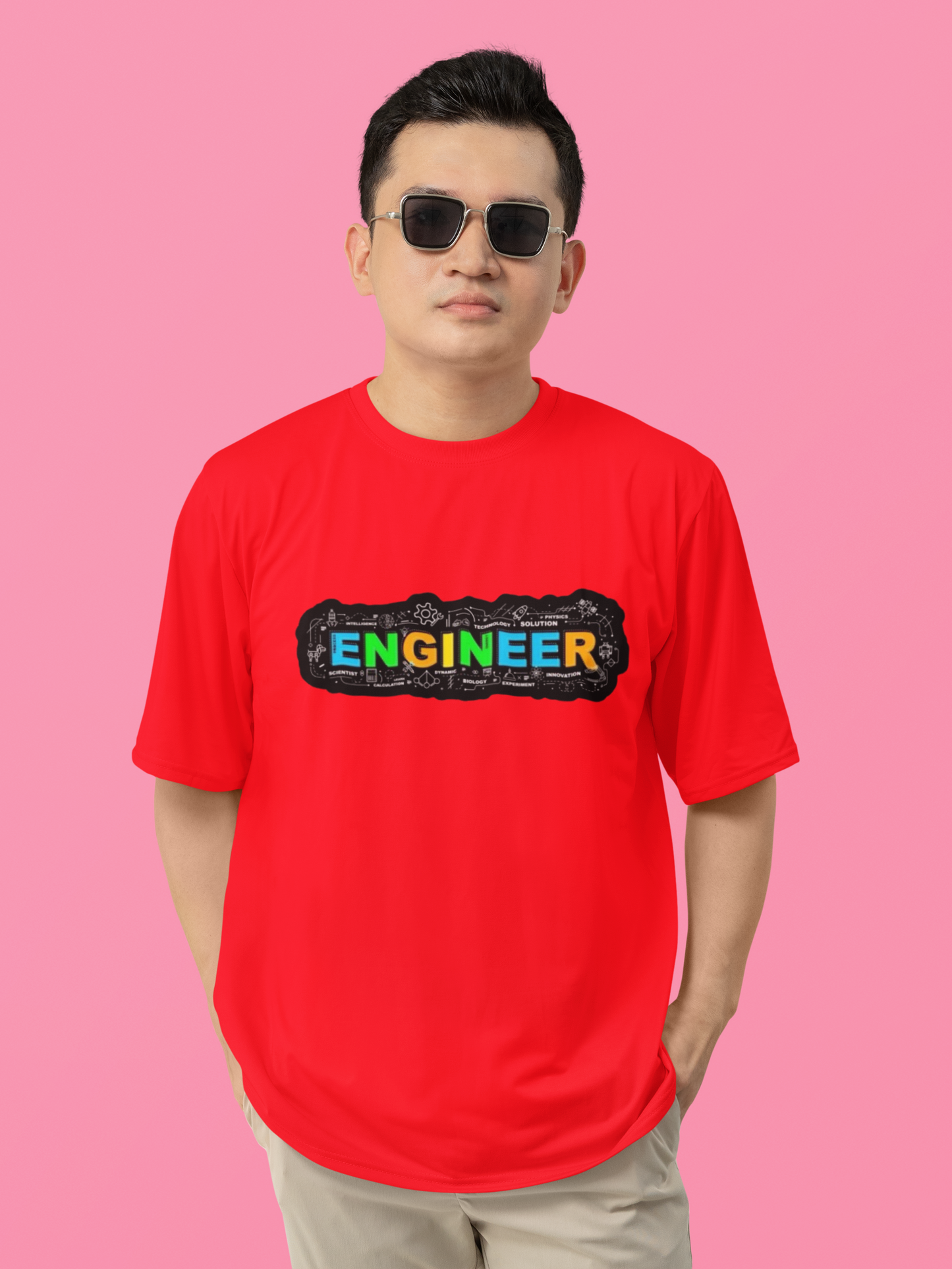 Men's Neon Yellow “ENGINEER” Graphic T-Shirt – Tech-Inspired Casual Wear