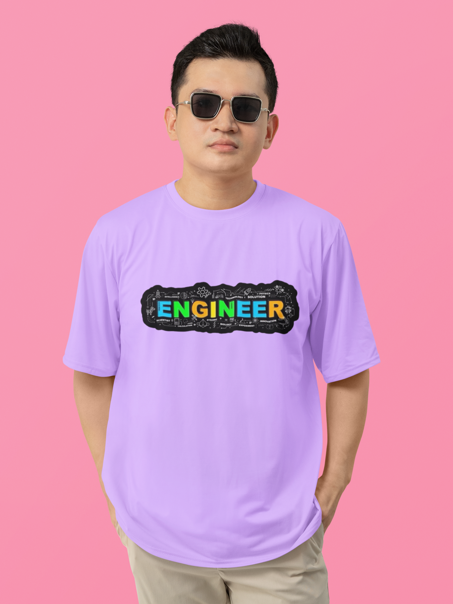 Men's Neon Yellow “ENGINEER” Graphic T-Shirt – Tech-Inspired Casual Wear