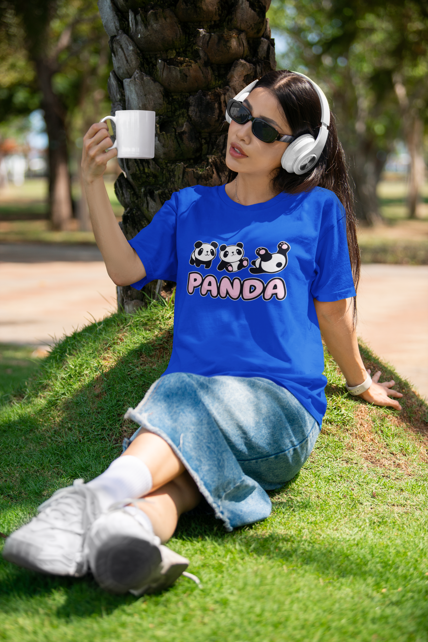 Women’s White “Panda” Cute Cartoon Graphic T-Shirt