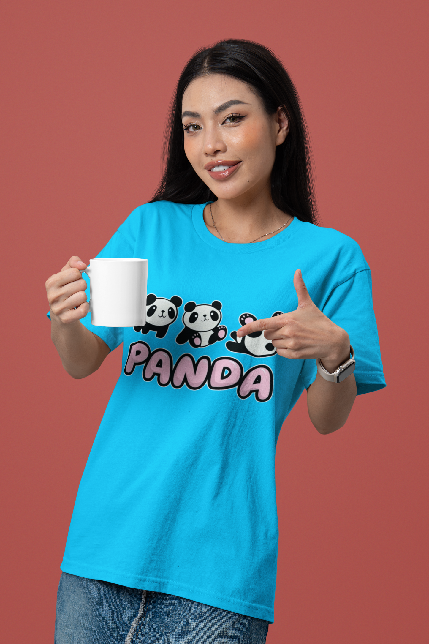Women’s White “Panda” Cute Cartoon Graphic T-Shirt