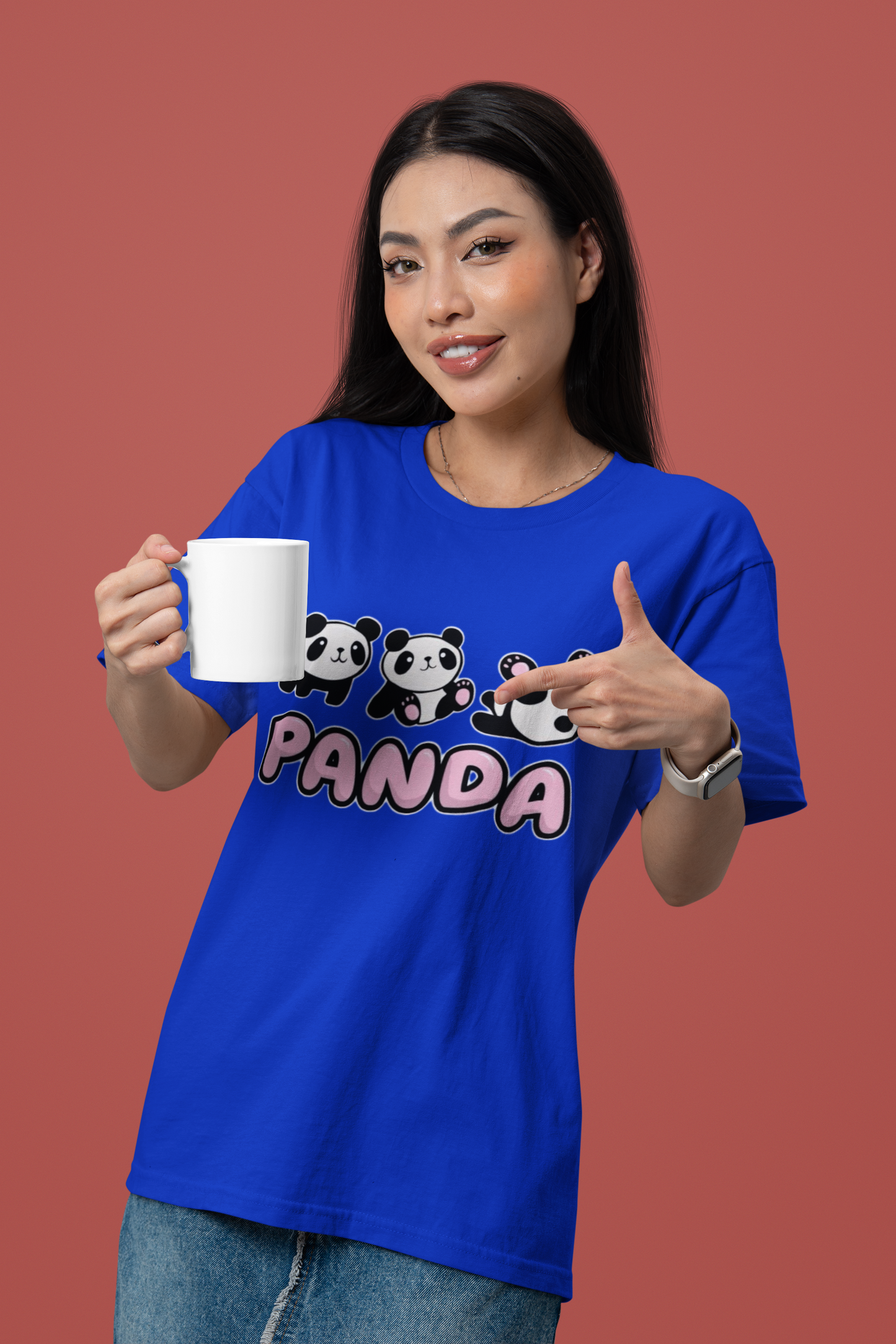 Women’s White “Panda” Cute Cartoon Graphic T-Shirt