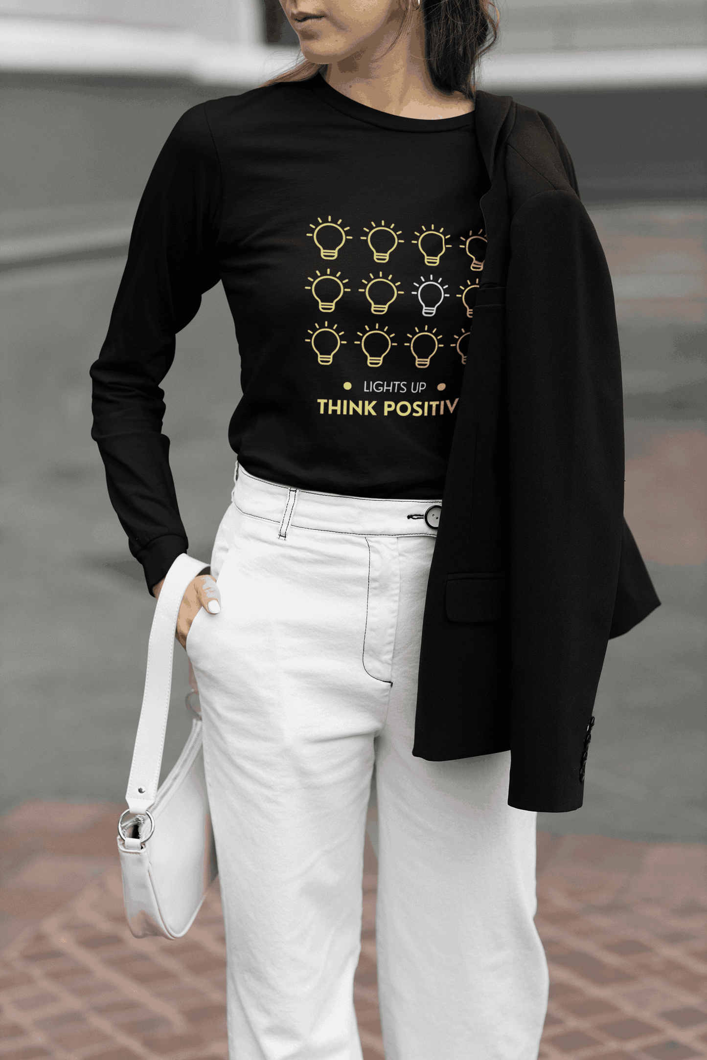 Graphic Print Long Sleeve T-Shirt, Black