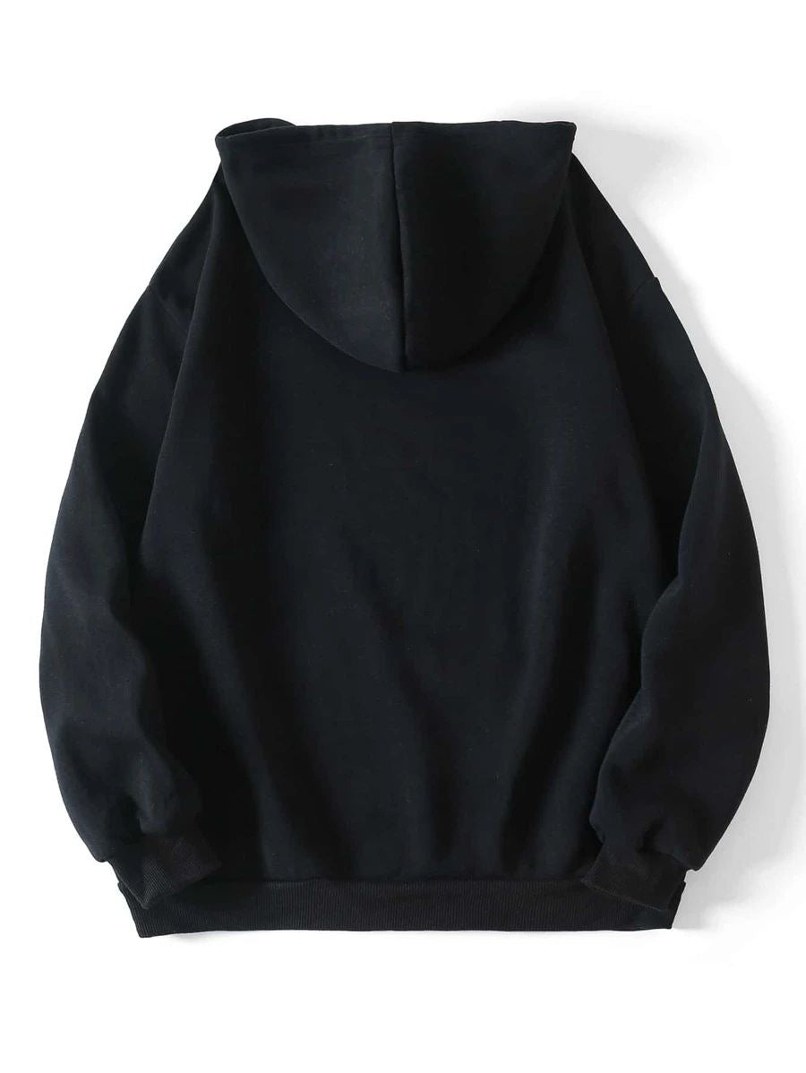 Women's Smile Print Pullover Hoodie, Black