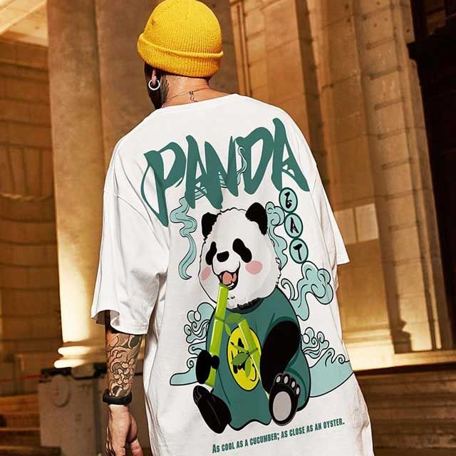 Men’s Black Oversized Panda Graphic T-Shirt – Streetwear Style