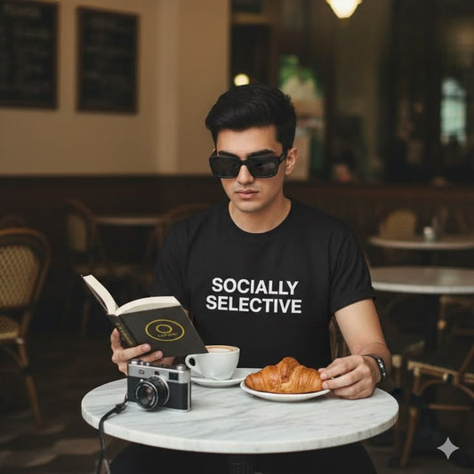 Socially Selective Black T-Shirt – Minimal Statement Tee by Pd Clori