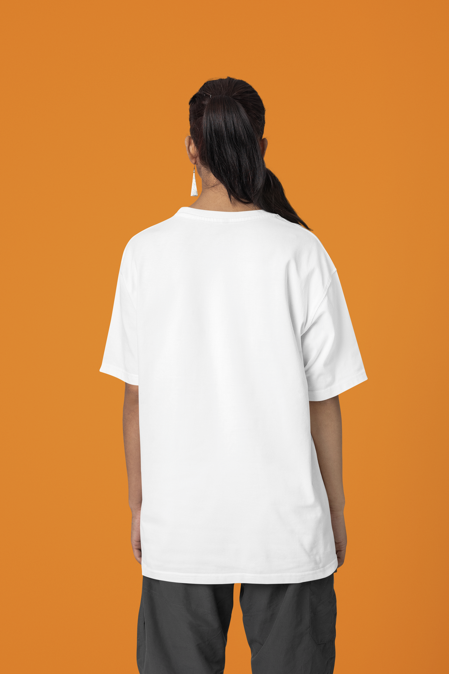 Basic Solid Oversized White Women's Cotton T-shirt
