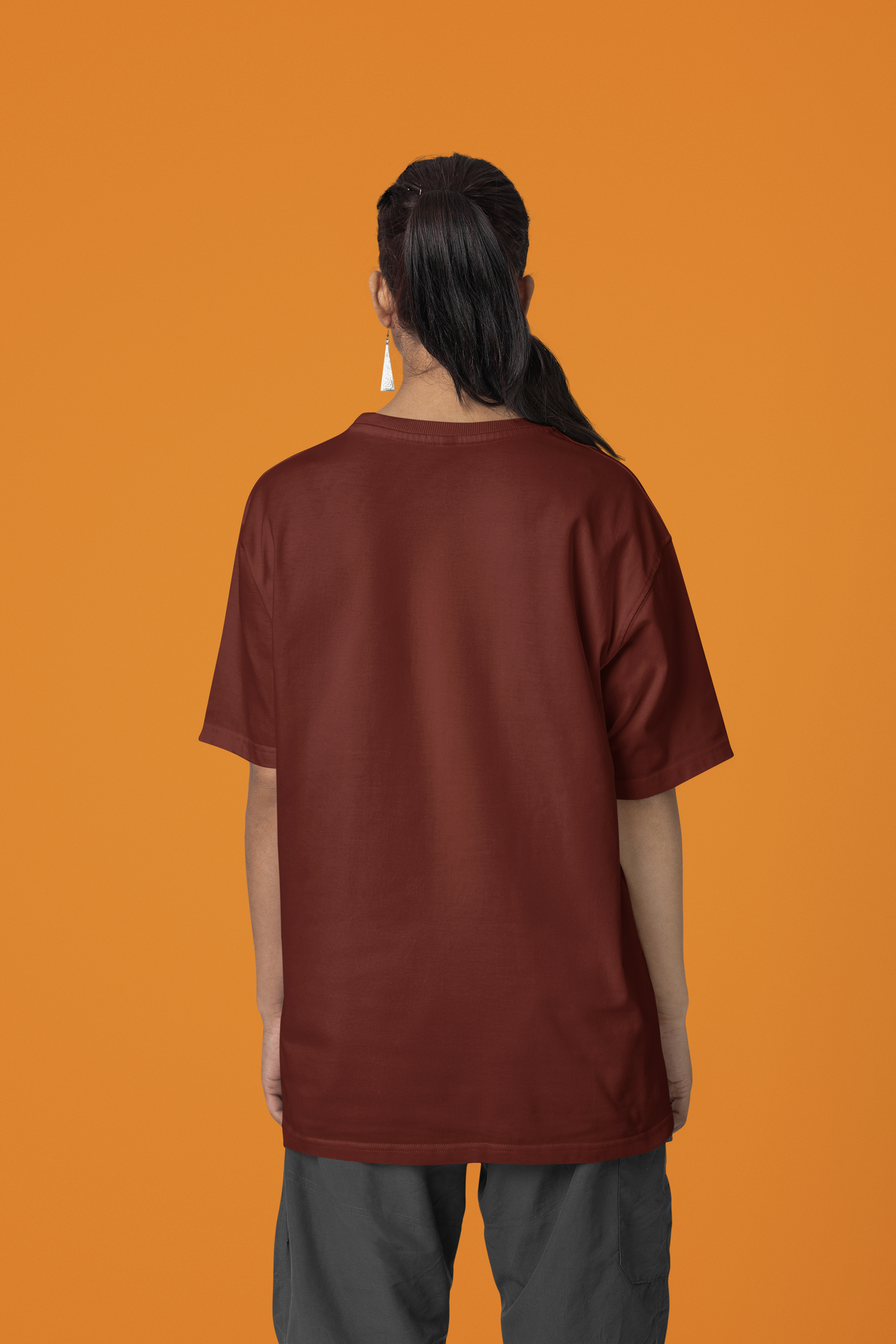 Basic Solid Oversized Chocolate Brown Women's Cotton T-shirt