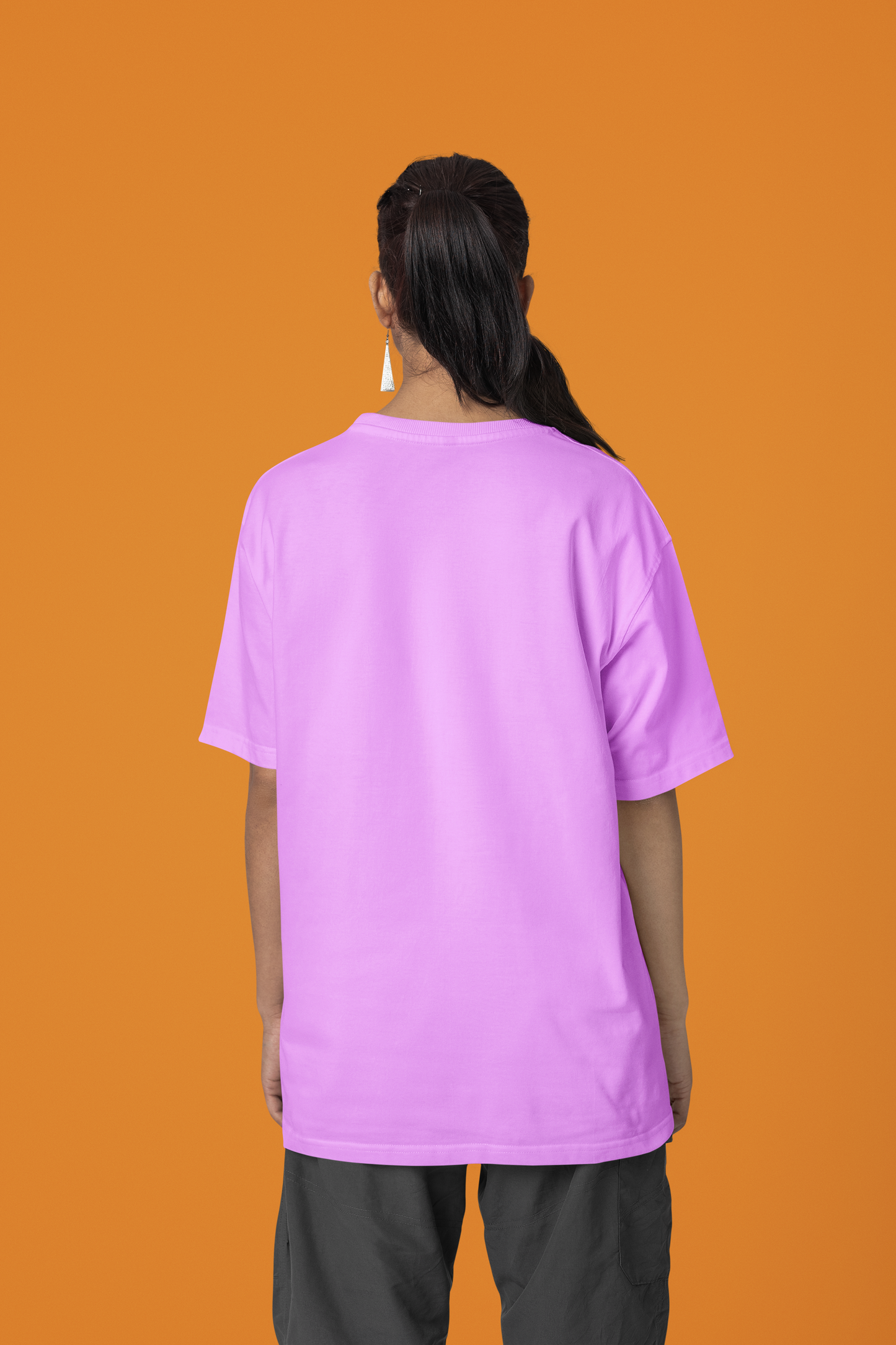 Basic Solid Oversized Lavender Women's Cotton T-shirt