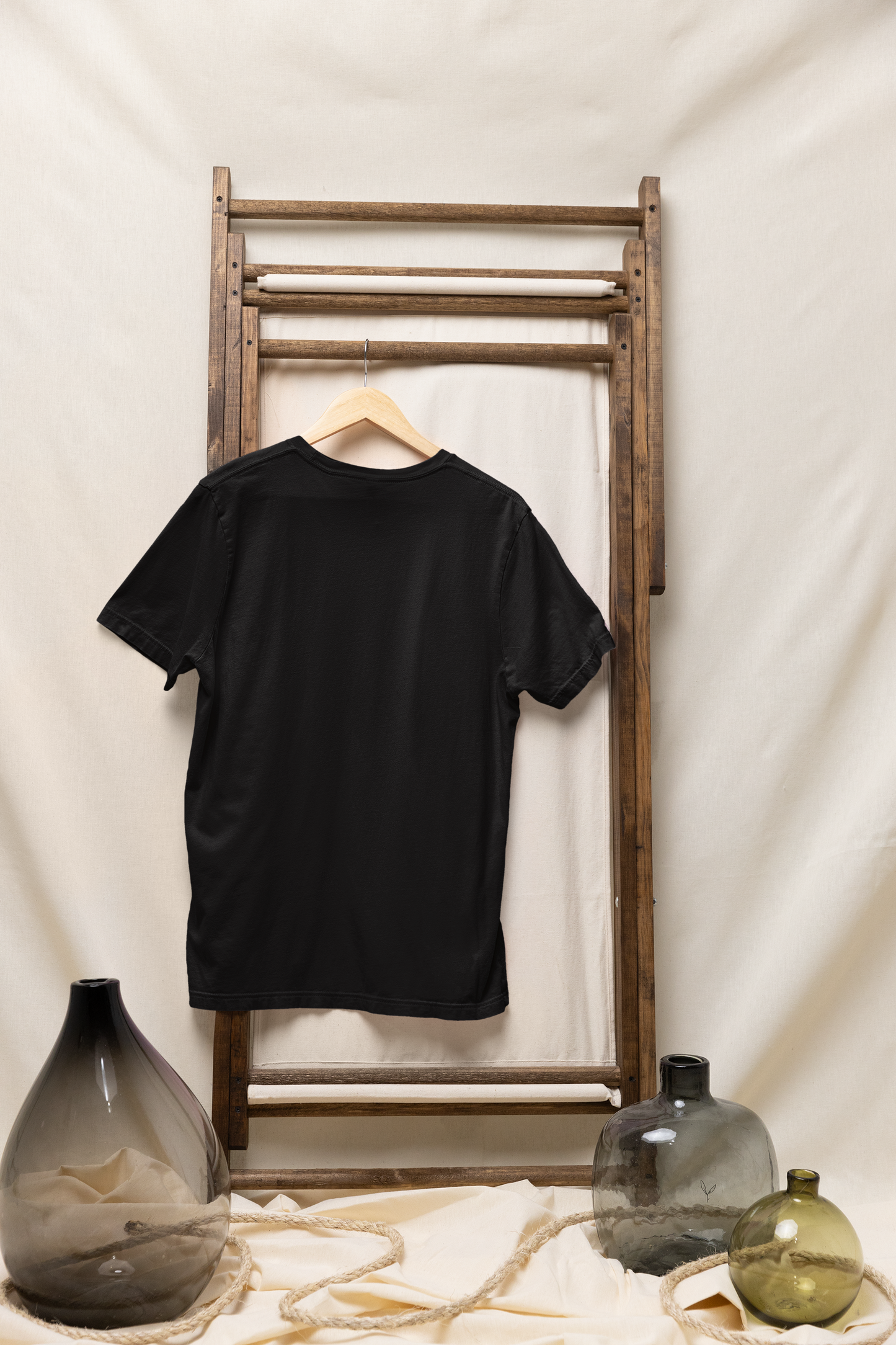 Basic Plain Solid Regular Black Women's Cotton T-shirt