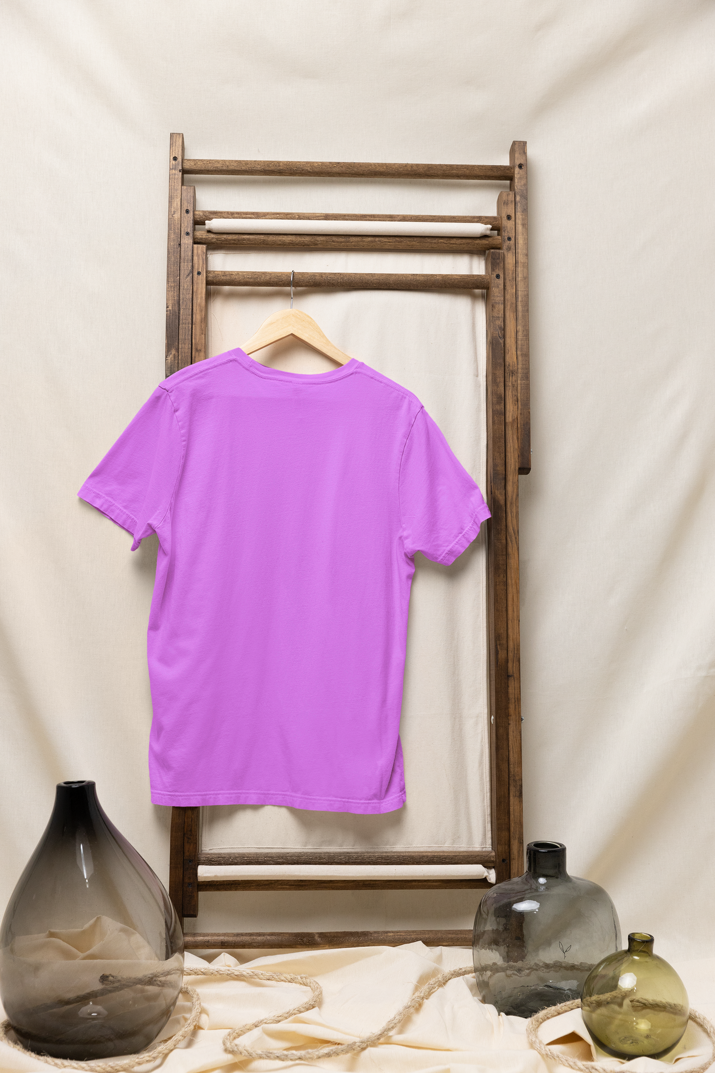 Basic Plain Solid Regular Lavender Women's Cotton T-shirt