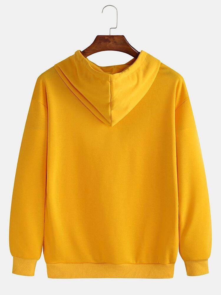 Women's Winter Hooded Sweatshirt with Heart Rhythm Print, Yellow