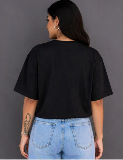 Black Oversized Rainbow Graphic T-Shirt for Women | Minimal Aesthetic Casual Tee by Pd Clori