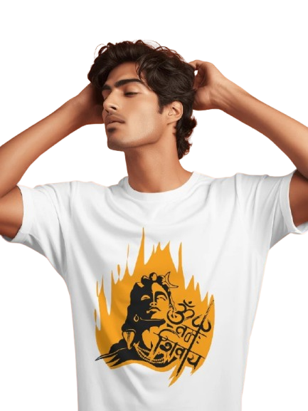 Mahadev Flame Art – Spiritual Graphic Black T-Shirt