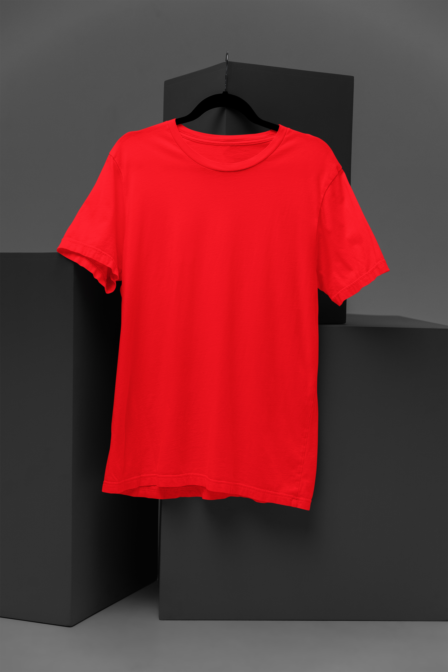 Basic Plain Solid Regular Red Women's Cotton T-shirt