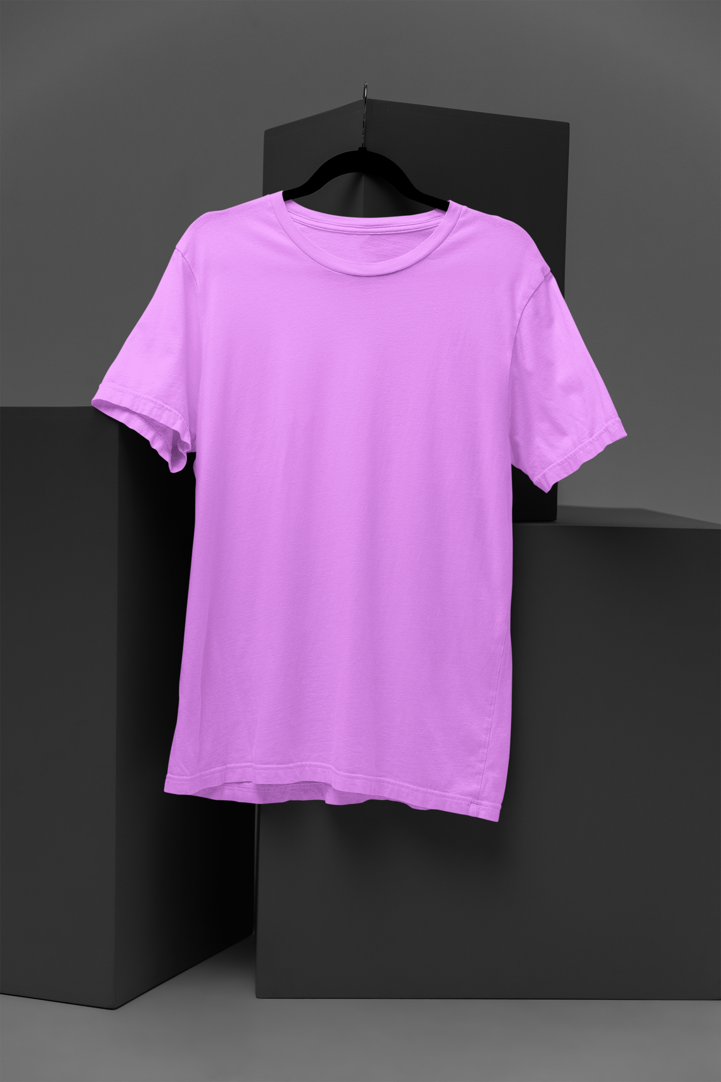 Basic Plain Solid Regular Lavender Women's Cotton T-shirt