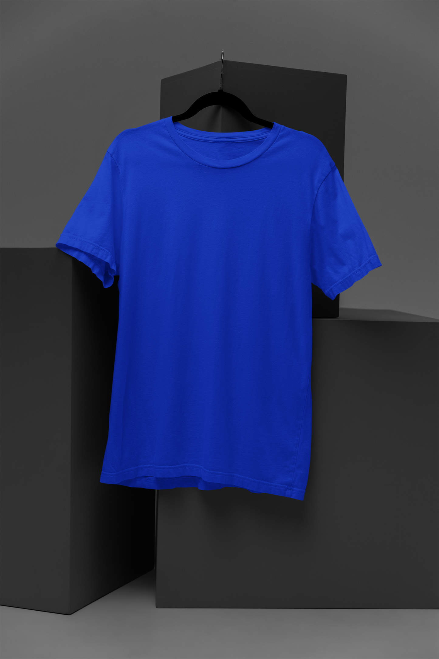 Basic Plain Solid Regular Blue Women's Cotton T-shirt
