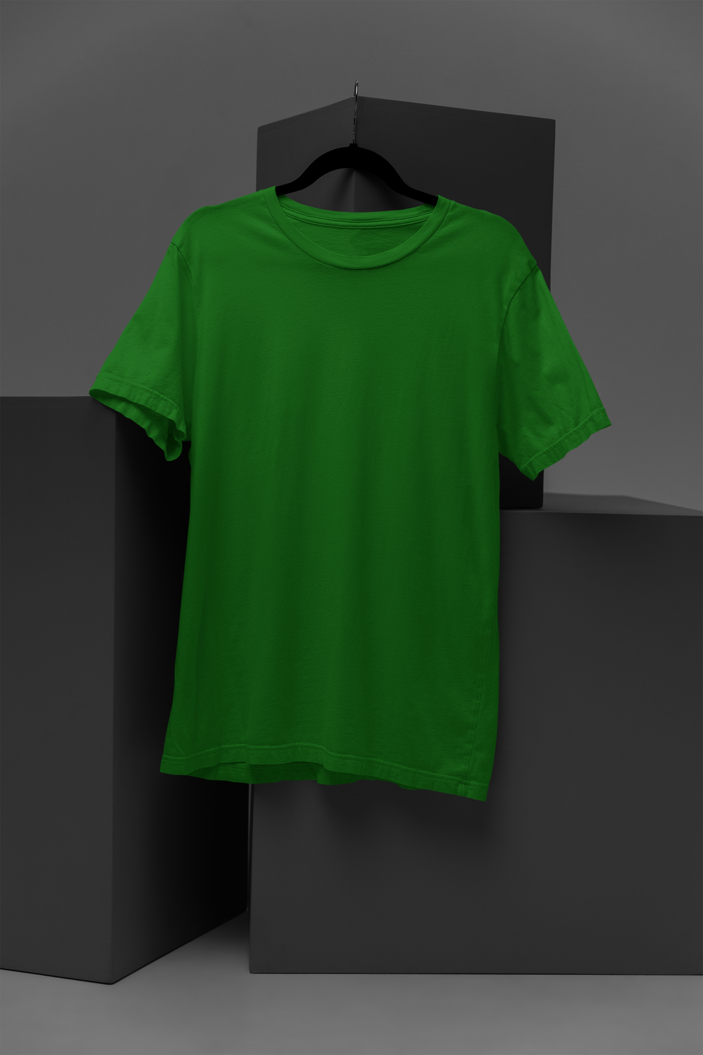 Basic Plain Solid Regular Green Women's Cotton T-shirt