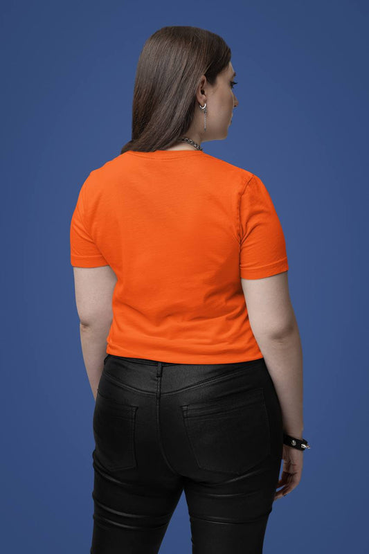 Bold Orange “Magic” Printed T-Shirt for Women – Plus Size Friendly Cotton Tee