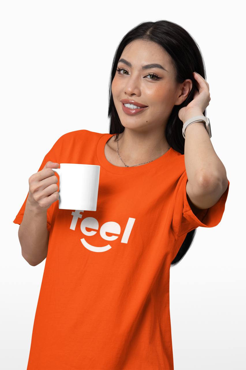 Women’s Casual Red “Feel” Printed T-Shirt