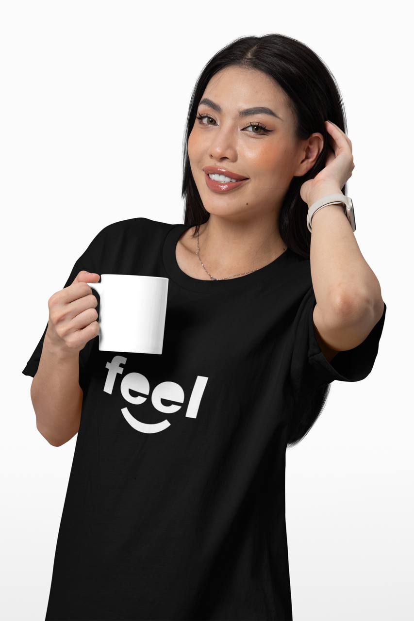 Women’s Casual Red “Feel” Printed T-Shirt