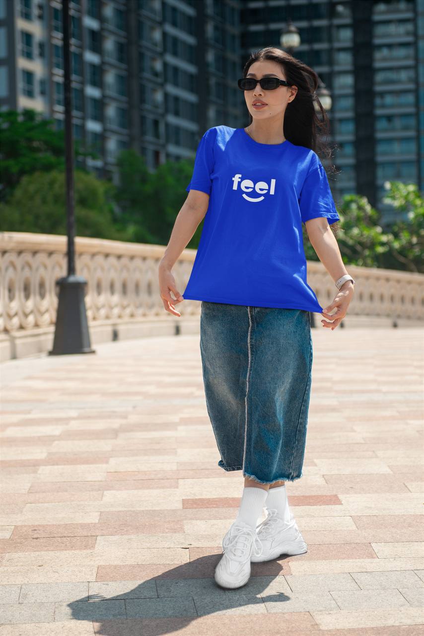 Women’s Casual Red “Feel” Printed T-Shirt