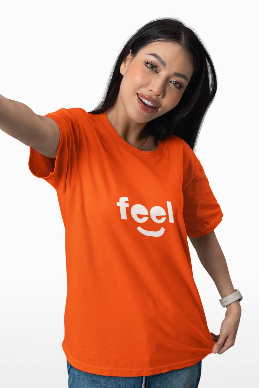 Women’s Casual Red “Feel” Printed T-Shirt