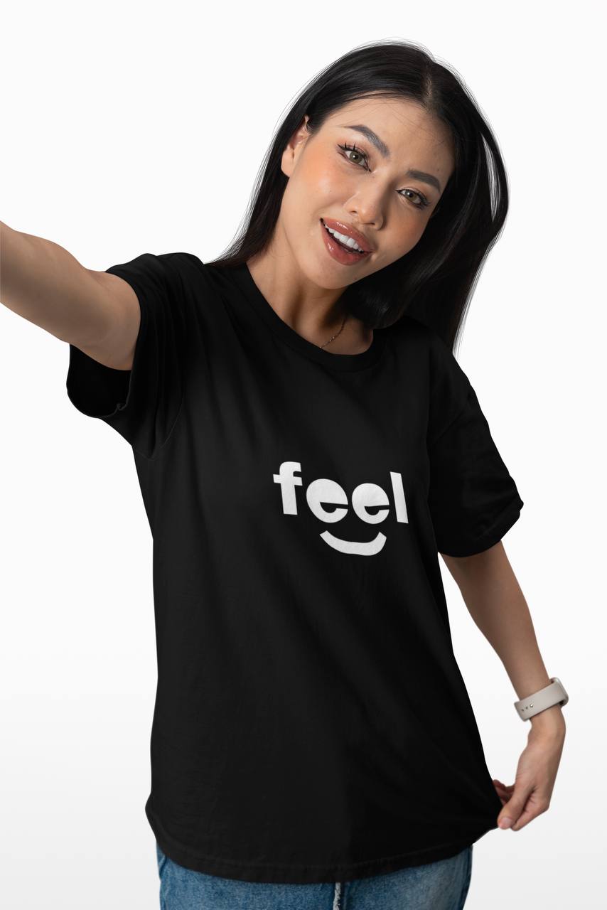 Women’s Casual Red “Feel” Printed T-Shirt