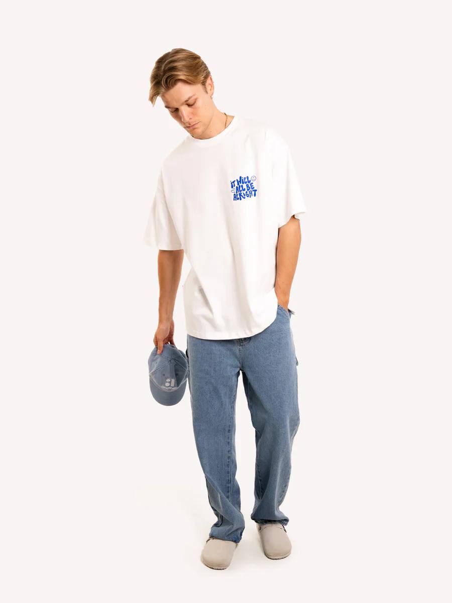 Oversized White T-Shirt with “It Will Be Alright” Graphic Print