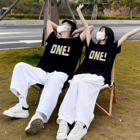 “One for the Two of Us – Couple Graphic T-Shirt Set”
