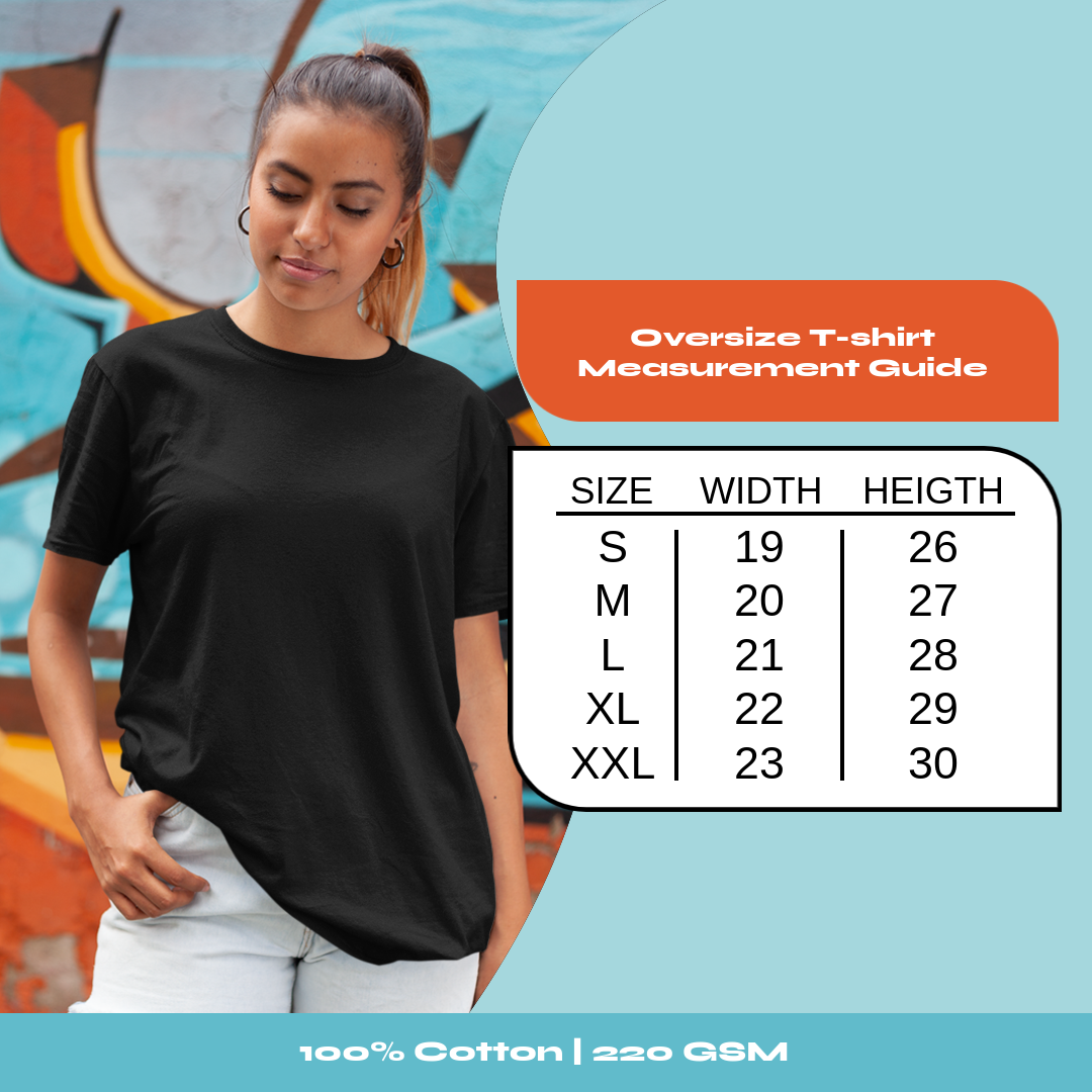 Basic Solid Oversized Black Women's Cotton T-shirt