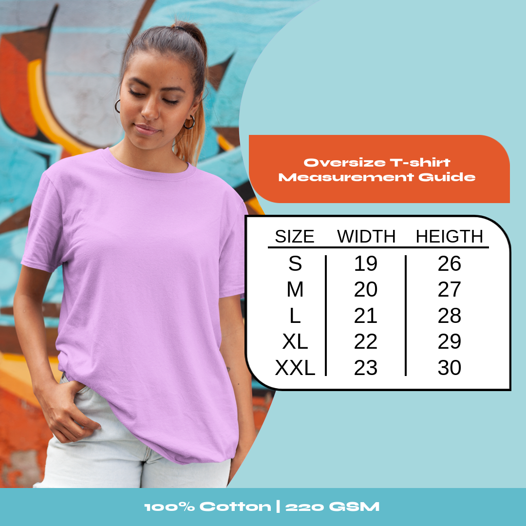 Basic Solid Oversized Lavender Women's Cotton T-shirt