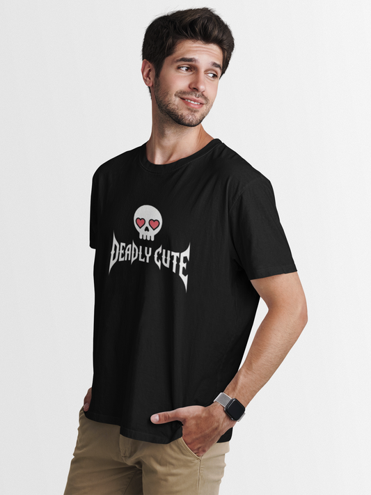 Pd Clori Deadly Cute Skull T-Shirt | Edgy Graphic Tee for Men | Black Cotton Streetwear