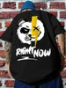 Men’s Black Oversized Graphic Tee – “RIGHT NOW” Panda Bolt Print