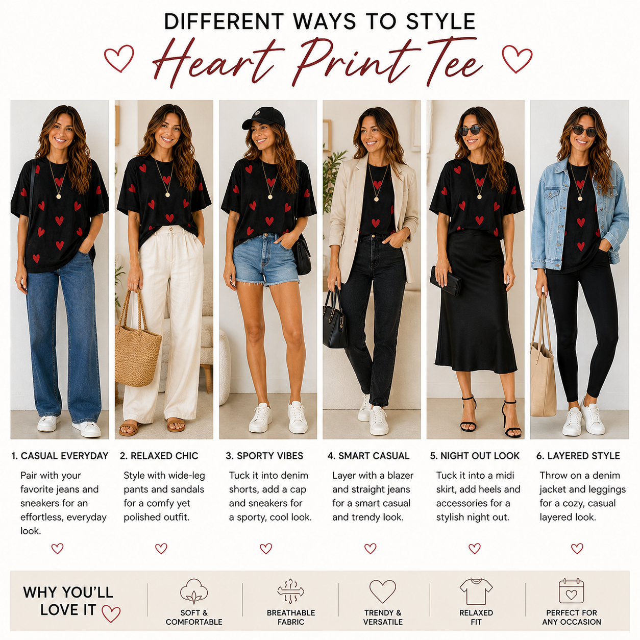 ❤️ Different Ways to Style a Heart Print T-Shirt (Effortless &amp; Chic Looks)
