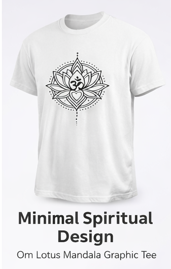 Pd Clori Lotus Mandala T-Shirt | Minimal Spiritual Graphic Tee | Premium White Cotton T-Shirt for Women