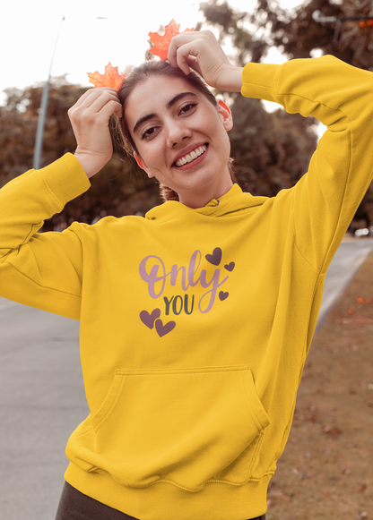 "Only You" Yellow Hoodie with Heart Design