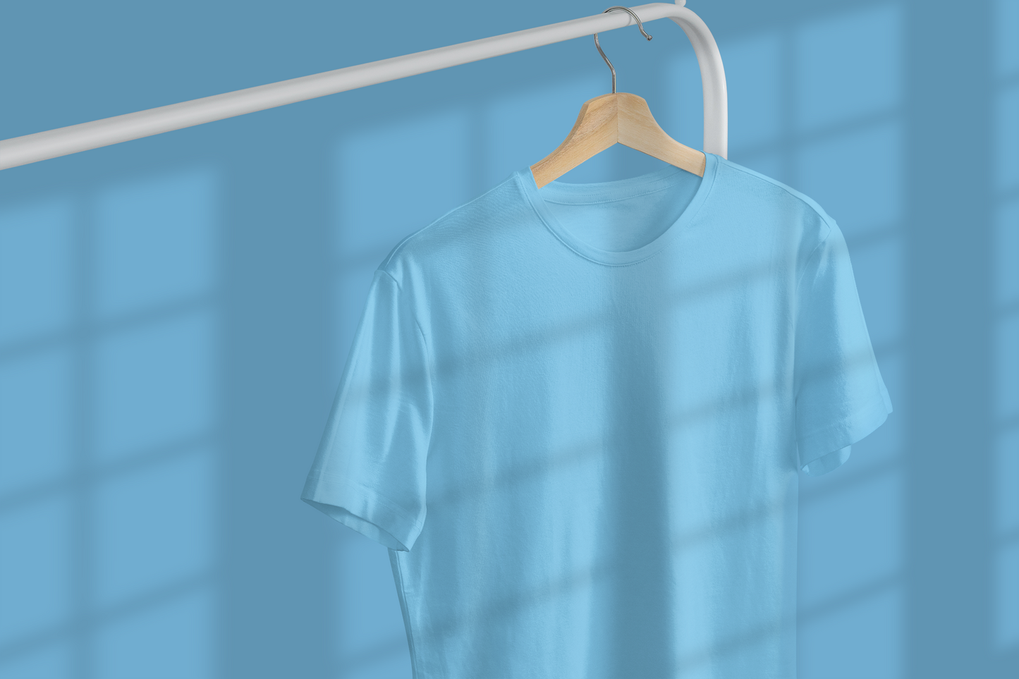 Solid Light Blue Regular Men's Cotton T-shirt